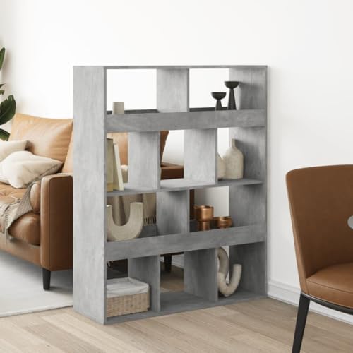 ZQQLVOO Raumteiler Betongrau Multifunktionales Bücherregal für Wohnzimmer 100x33x125,5 cm Holzwerkstoff von ZQQLVOO