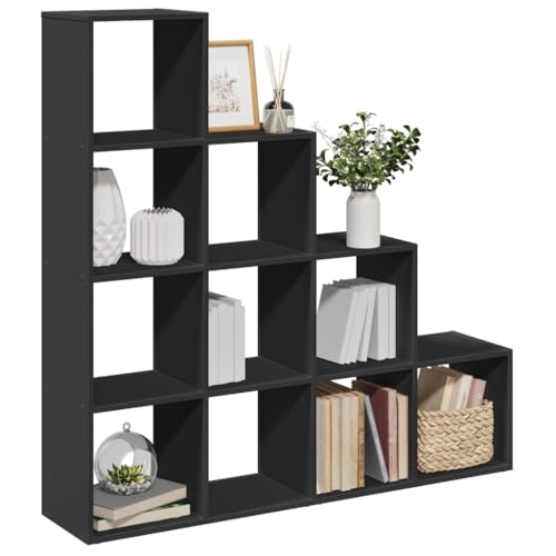ZQQLVOO Raumteiler-Bücherregal 4 Stufen Schwarz Multifunktionales Bücherregal für Büro 131,5x29x131,5 cm von ZQQLVOO