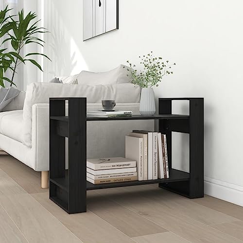 ZQQLVOO Raumteiler Büroregal Schrank Regal Bücherregal Bücherregal/Raumteiler Schwarz 80x35x56,5 cm Massivholz Kiefer Geeignet für Schlafzimmer, Büro und Wohnzimmer von ZQQLVOO