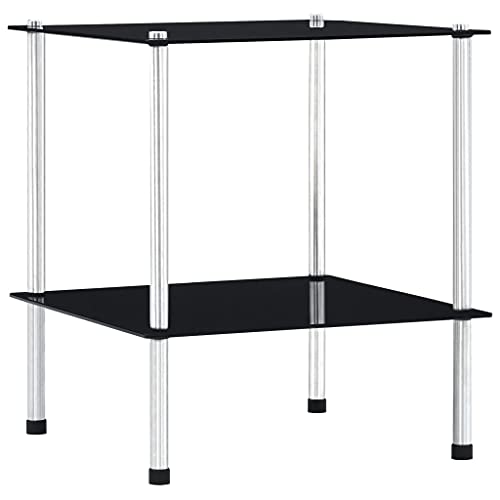 ZQQLVOO Regal mit 2 Ablagen Schwarz, Bücherregal, Organizer Bücherschrank, Bookshelf, Würfelregal, Standregal, Pflanzenregal, 40x40x47 cm Hartglas von ZQQLVOO