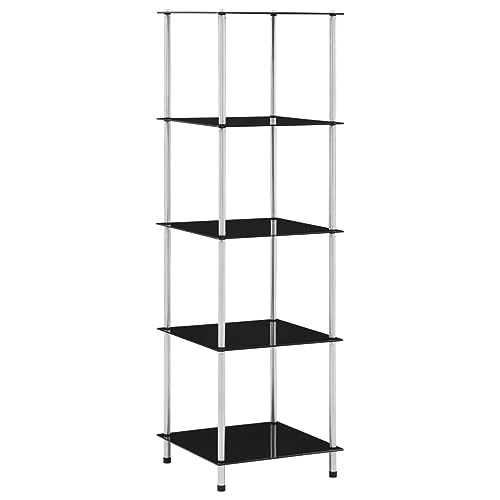 ZQQLVOO Regal mit 5 Ablagen Schwarz Multifunktionales Bücherregal für Büro 40x40x130 cm Hartglas ZQQLVOO Regal mit 5 Ablagen Schwarz Multifunktionales Bücherregal für Büro 40x40x130 cm Hartglas von ZQQLVOO