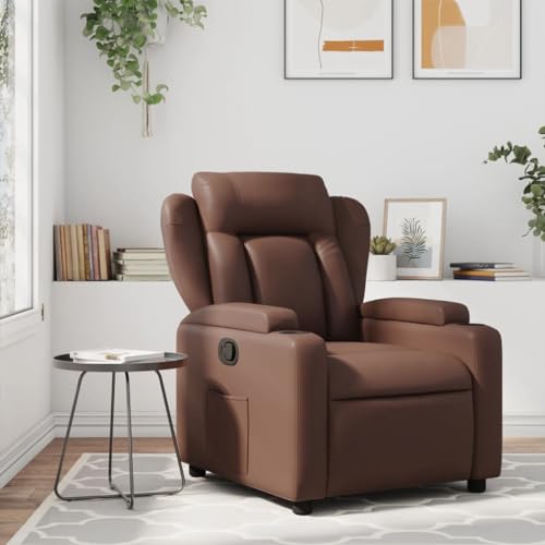 ZQQLVOO Relaxsessel Braun Kunstleder Lounge Sessel Chair for Schlafzimmer Balkon von ZQQLVOO