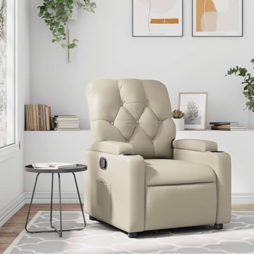 ZQQLVOO Relaxsessel Creme Kunstleder Lounge Sessel fernsehsessel for Balkon Schlafzimmer von ZQQLVOO