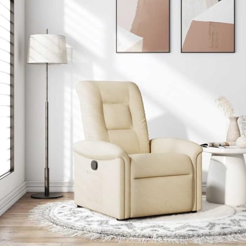 ZQQLVOO Relaxsessel Creme Stoff lesesessel ohrensessel mit hocker for Schlafzimmer Innenraum von ZQQLVOO