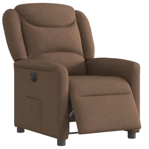 ZQQLVOO Relaxsessel Elektrisch Braun Stoff cocktailsessel ohrensessel mit hocker for Balkon Wohnzimmer von ZQQLVOO