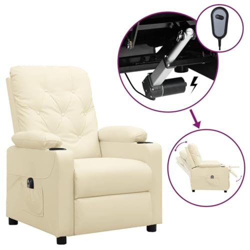 ZQQLVOO Relaxsessel Elektrisch Creme Kunstleder Chair fernsehsessel for Büro Balkon von ZQQLVOO
