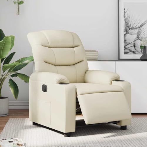 ZQQLVOO Relaxsessel Elektrisch Creme Kunstleder cocktailsessel fernsehsessel for Büro Balkon von ZQQLVOO