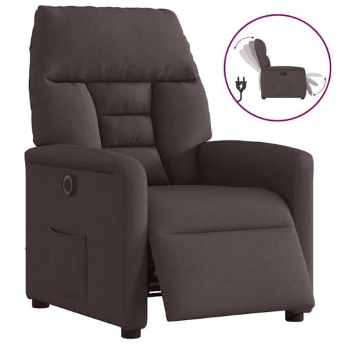 ZQQLVOO Relaxsessel Elektrisch Dunkelbraun Stoff ohrensessel mit hocker Chair for Büro Wohnzimmer von ZQQLVOO