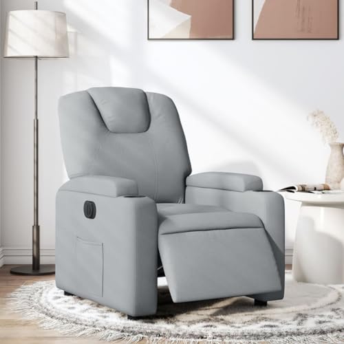 ZQQLVOO Relaxsessel Elektrisch Hellgrau Stoff fernsehsessel ohrensessel mit hocker for Schlafzimmer Wohnzimmer von ZQQLVOO