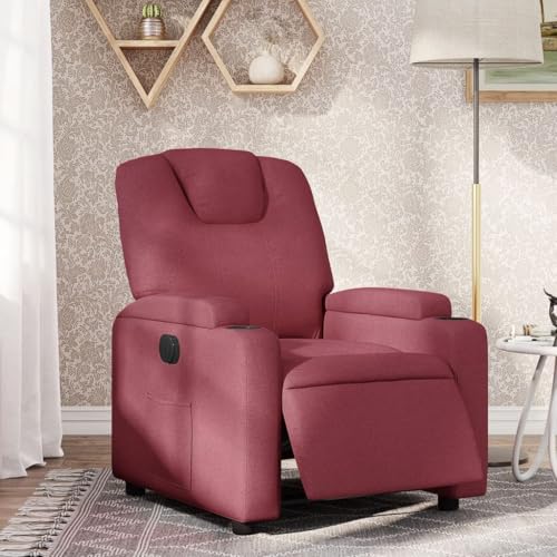 ZQQLVOO Relaxsessel Elektrisch Weinrot Stoff fernsehsessel ohrensessel mit hocker for Innenraum Schlafzimmer von ZQQLVOO