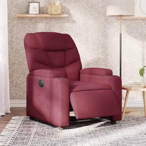 ZQQLVOO Relaxsessel Elektrisch Weinrot Stoff ohrensessel mit hocker Chair for Balkon Schlafzimmer von ZQQLVOO