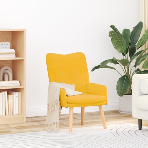 ZQQLVOO Relaxsessel Hellgelb Cordstoff Stuhl schminktisch Lounge Sessel for Balkon Schlafzimmer von ZQQLVOO