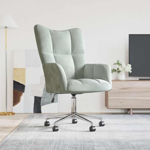 ZQQLVOO Relaxsessel Hellgrau Samt Lounge Sessel Chair for Büro Wohnzimmer von ZQQLVOO