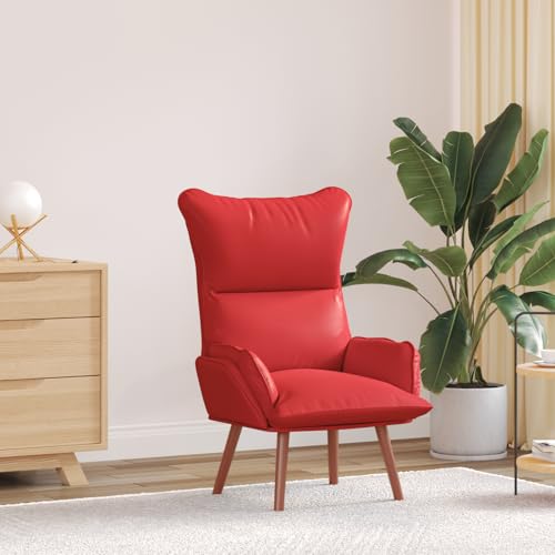 ZQQLVOO Relaxsessel Rot Kunstleder Lounge Sessel Chair for Schlafzimmer Wohnzimmer von ZQQLVOO