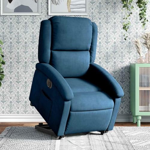 ZQQLVOO Relaxsessel mit Aufstehhilfe Elektrisch Blau Samt ohrensessel mit hocker fernsehsessel for Wohnzimmer Schlafzimmer von ZQQLVOO