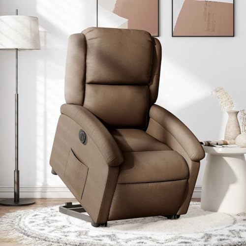 ZQQLVOO Relaxsessel mit Aufstehhilfe Elektrisch Braun Stoff lesesessel ohrensessel mit hocker for Wohnzimmer Schlafzimmer von ZQQLVOO