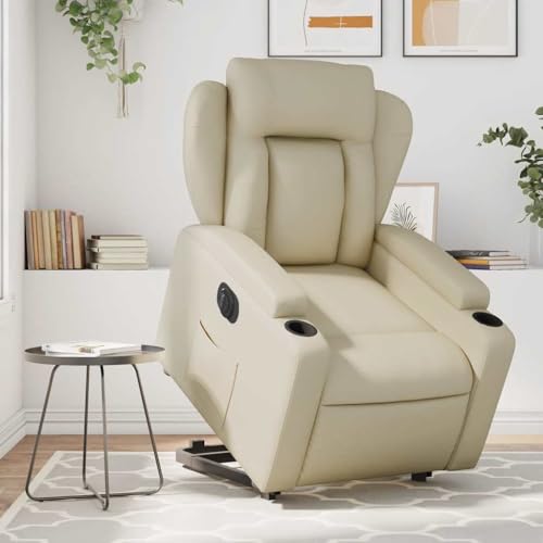 ZQQLVOO Relaxsessel mit Aufstehhilfe Elektrisch Creme Kunstleder cocktailsessel fernsehsessel for Schlafzimmer Wohnzimmer von ZQQLVOO