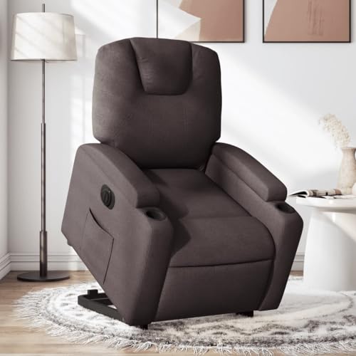 ZQQLVOO Relaxsessel mit Aufstehhilfe Elektrisch Dunkelbraun Stoff Chair fernsehsessel for Büro Innenraum von ZQQLVOO