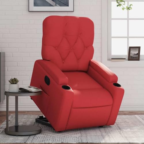 ZQQLVOO Relaxsessel mit Aufstehhilfe Elektrisch Rot Kunstleder fernsehsessel Chair for Schlafzimmer Innenraum von ZQQLVOO