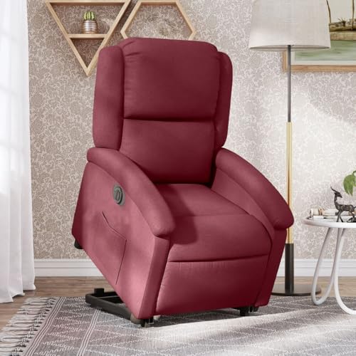 ZQQLVOO Relaxsessel mit Aufstehhilfe Elektrisch Weinrot Stoff ohrensessel mit hocker fernsehsessel for Schlafzimmer Wohnzimmer von ZQQLVOO