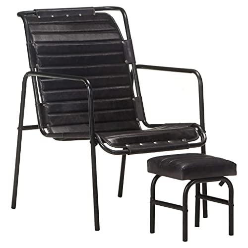 ZQQLVOO Relaxsessel mit Fußhocker Schwarz Echtleder cocktailsessel ohrensessel mit hocker for Innenraum Balkon von ZQQLVOO