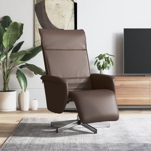 ZQQLVOO Relaxsessel mit Fußteil Braun Kunstleder ohrensessel mit hocker Chair for Büro Wohnzimmer von ZQQLVOO