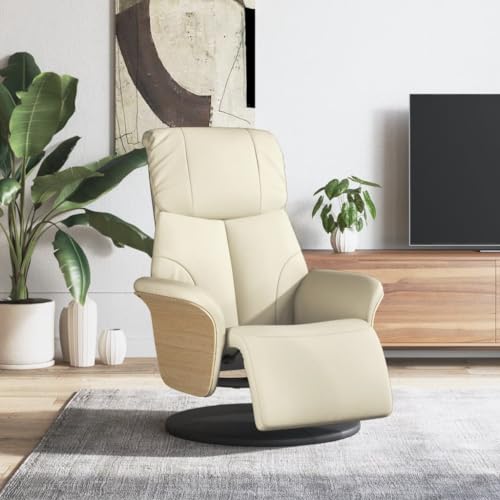ZQQLVOO Relaxsessel mit Fußteil Creme Kunstleder Stuhl schminktisch Lounge Sessel for Innenraum Wohnzimmer von ZQQLVOO