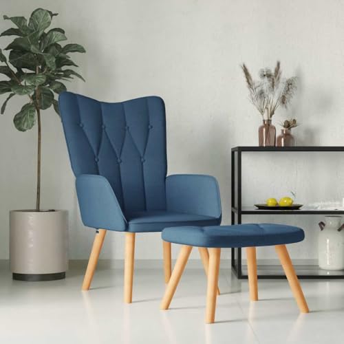 ZQQLVOO Relaxsessel mit Hocker Blau Stoff lesesessel Lounge Sessel for Schlafzimmer Büro von ZQQLVOO