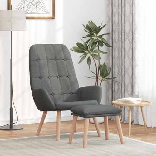 ZQQLVOO Relaxsessel mit Hocker Dunkelgrau Stoff ohrensessel mit hocker cocktailsessel for Büro Innenraum von ZQQLVOO
