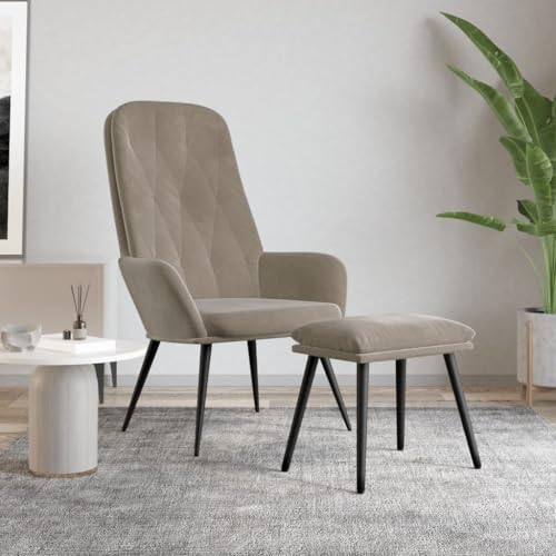 ZQQLVOO Relaxsessel mit Hocker Hellgrau Samt cocktailsessel fernsehsessel for Schlafzimmer Wohnzimmer ZQQLVOO Relaxsessel mit Hocker Hellgrau Samt cocktailsessel fernsehsessel for Schlafzimmer Wohnzimmer von ZQQLVOO