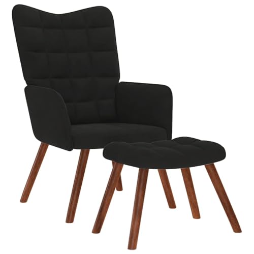 ZQQLVOO Relaxsessel mit Hocker Schwarz Samt Chair Lounge Sessel for Balkon Schlafzimmer von ZQQLVOO