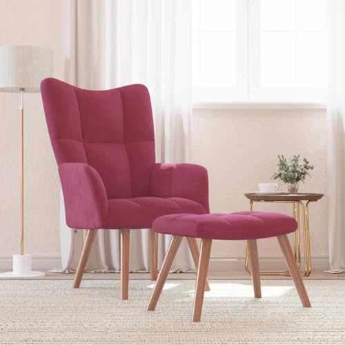 ZQQLVOO Relaxsessel mit Hocker Weinrot Samt ohrensessel mit hocker Chair for Büro Innenraum von ZQQLVOO