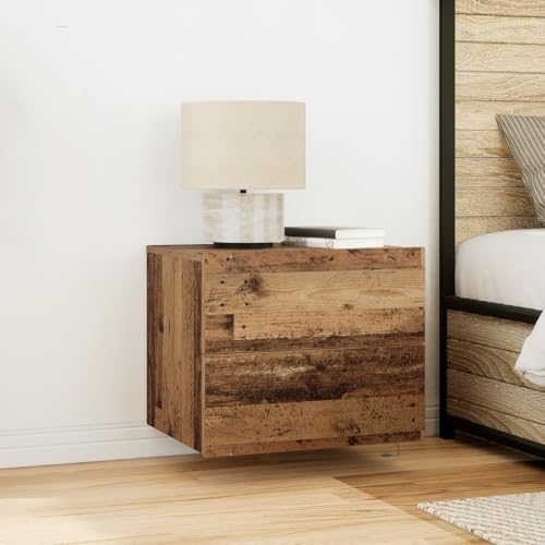 ZQQLVOO Rustikaler Nachttisch aus recyceltem Holz mit verwittertem Braun-Finish und Zwei geräumigen Schubladen für stilvolles Schlafzimmer Design von ZQQLVOO