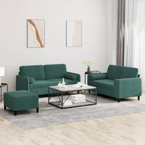 ZQQLVOO Samt Sofagarnitur 3-teilig inklusive Hocker mit weichem Veloursstoff, Robustes Metallgestell und Bequeme Polsterung für Wohnzimmer, Esszimmer oder Wohnbereich von ZQQLVOO