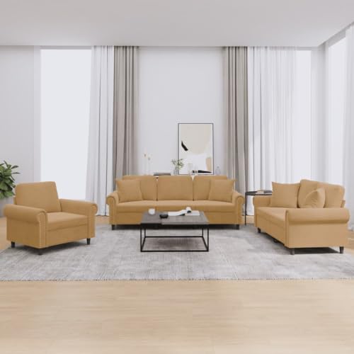 ZQQLVOO Samt Sofagarnitur mit Kissen, Bequemes 3-Sitzer Sofa Set mit Robustem Metallgestell und Dicker Polsterung für Wohnzimmer, Grau ZQQLVOO Samt Sofagarnitur mit Kissen, Bequemes 3-Sitzer Sofa Set mit Robustem Metallgestell und Dicker Polsterung für Wohnzimmer, Grau von ZQQLVOO