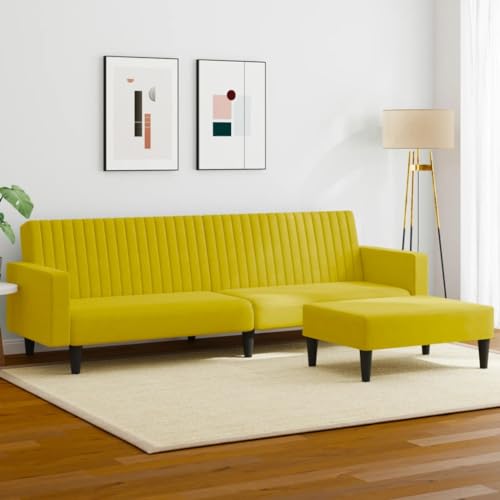 ZQQLVOO Samtschlafsofa 2-in-1 mit Hocker – Bequemes Sitz- und Schlafmöbel in Velours, Klappfunktion zum Doppelbett, platzsparendes Design für Wohnzimmer von ZQQLVOO