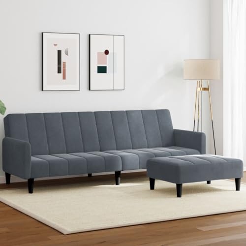 ZQQLVOO Samtschlafsofa mit Fußhocker, 2-in-1 Schlafcouch für Gäste, Klappbares Doppelbett mit Holzrahmen, Bequemes Tagesbett für Wohnzimmer und kleine Räume von ZQQLVOO