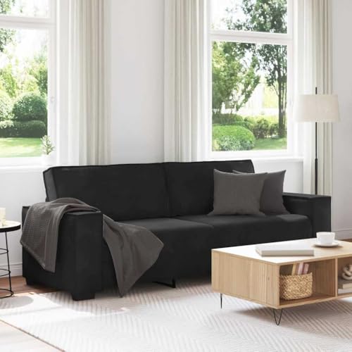 ZQQLVOO Samtstoff 3-Sitzer Sofa mit Holz- und Metallgestell, Breite Armlehnen und Dicke Polsterung für Wohnzimmer, Büro oder Gästezimmer, Bequemes Sitzmöbel mit Hohem Komfort von ZQQLVOO