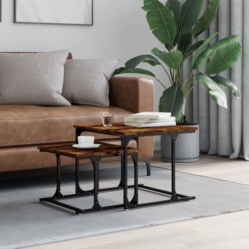 ZQQLVOO Satztische 2 STK. Räuchereiche Holzwerkstoff Coffee Table Wohnzimmer möbel for Wohnzimmer Innenraum von ZQQLVOO