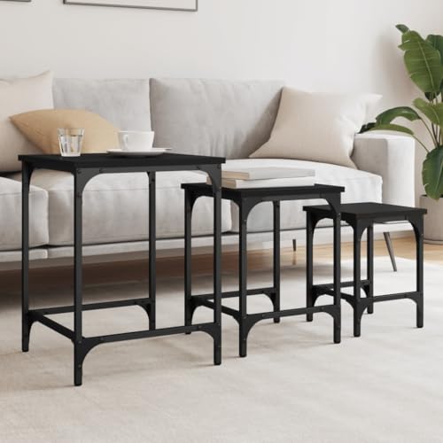 ZQQLVOO Satztische 3 STK. Schwarz Holzwerkstoff Coffee Table Wohnzimmer möbel for Wohnzimmer Innenraum von ZQQLVOO