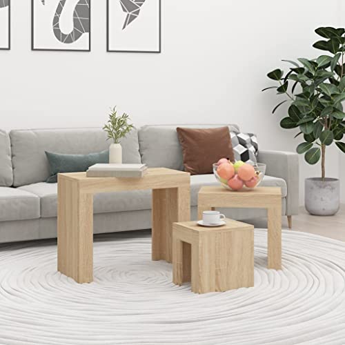 ZQQLVOO Satztische 3-TLG. Sonoma-Eiche Holzwerkstoff Moderne Nesting Tische Set Stapelbar Beistelltisch Funktionalität Minimalistisches Design ZQQLVOO Satztische 3-TLG. Sonoma-Eiche Holzwerkstoff Moderne Nesting Tische Set Stapelbar Beistelltisch Funktionalität Minimalistisches Design von ZQQLVOO