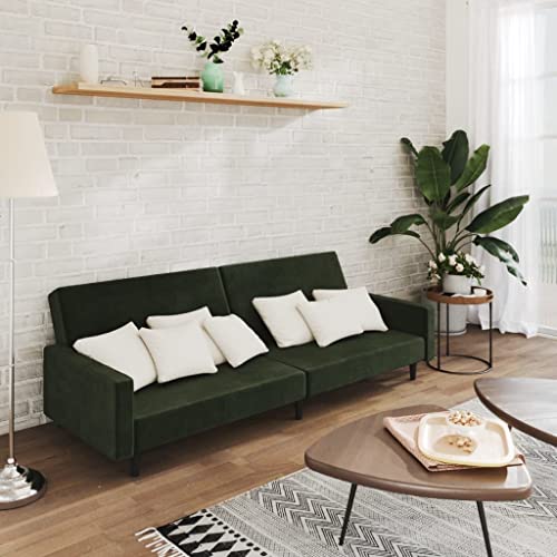 ZQQLVOO Schlafsofa 2-Sitzer Dunkelgrün Samt Klappbares Schlafsofa aus Samt mit Holzrahmen für Gäste und tägliche Nutzung ZQQLVOO Schlafsofa 2-Sitzer Dunkelgrün Samt Klappbares Schlafsofa aus Samt mit Holzrahmen für Gäste und tägliche Nutzung von ZQQLVOO