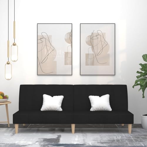 ZQQLVOO Schlafsofa 2-Sitzer Schwarz Stoff Klappbares Schlafsofa mit 2-in-1-Funktion und robustem Holzrahmen für Gäste und Wohnzimmer. von ZQQLVOO