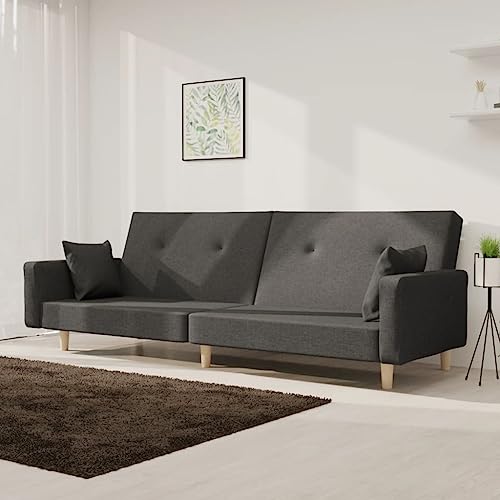 ZQQLVOO Schlafsofa 2-Sitzer mit 2 Kissen Dunkelgrau Stoff Klappbares Schlafsofa mit 2-in-1-Funktion und robustem Holzrahmen für Gäste ZQQLVOO Schlafsofa 2-Sitzer mit 2 Kissen Dunkelgrau Stoff Klappbares Schlafsofa mit 2-in-1-Funktion und robustem Holzrahmen für Gäste von ZQQLVOO