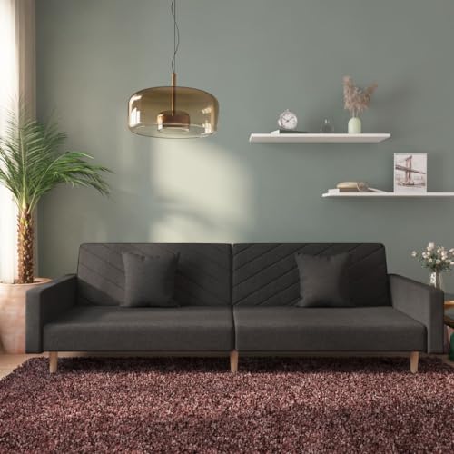 ZQQLVOO Schlafsofa 2-Sitzer mit 2 Kissen Schwarz Stoff Klappbares Schlafsofa mit 2-in-1-Funktion und robustem Holzrahmen für Gäste und täglichen Komfort. ZQQLVOO Schlafsofa 2-Sitzer mit 2 Kissen Schwarz Stoff Klappbares Schlafsofa mit 2-in-1-Funktion und robustem Holzrahmen für Gäste und täglichen Komfort. von ZQQLVOO