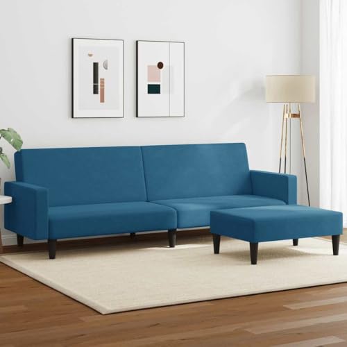 ZQQLVOO Schlafsofa 2-Sitzer mit Fußhocker Blau Samt Klappbares Schlafsofa mit Fußhocker und Verstellbarer Rückenlehne für Gäste ZQQLVOO Schlafsofa 2-Sitzer mit Fußhocker Blau Samt Klappbares Schlafsofa mit Fußhocker und Verstellbarer Rückenlehne für Gäste von ZQQLVOO