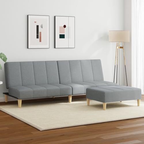 ZQQLVOO Schlafsofa 2-Sitzer mit Fußhocker Hellgrau Stoff Klappbares Schlafsofa mit Fußhocker, 2-in-1 Gästebett für Wohnzimmer und kleine Räume von ZQQLVOO