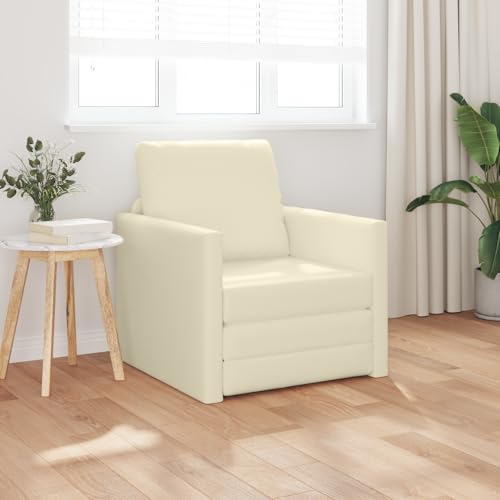 ZQQLVOO Schlafsofa 2-in-1 Creme 2-in-1 Schlafsofa mit weicher Polsterung für modernes Wohnambiente 74x77x81 cm Kunstleder von ZQQLVOO