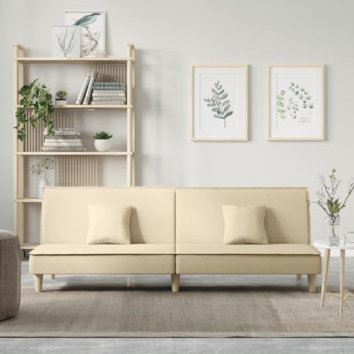 ZQQLVOO Schlafsofa Creme Stoff Klappbares Schlafsofa mit Verstellbarer Rückenlehne und atmungsaktivem Stoffbezug ZQQLVOO Schlafsofa Creme Stoff Klappbares Schlafsofa mit Verstellbarer Rückenlehne und atmungsaktivem Stoffbezug von ZQQLVOO