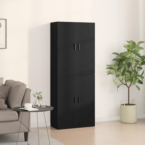 ZQQLVOO Schrank 2 Stück in Schwarz und Eiche, Maße gartenschrank flurschrank for Innenraum Wohnzimmer 69,5x34x180 cm aus Holzwerkstoff. von ZQQLVOO